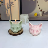 Molde de silicona para vela perfumada con forma de gato de tres ojos en 3D, moldes de silicona con forma de cabeza de gato malvado para hacer velas, chocolate, jabón epoxi, moldes con forma de animal para Halloween, decoración del hogar.