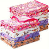 1pc Pet Blanket Dog Puppy Blanket Paw Print Coral Fleece Flannel Blanket Warm Soft Sleep Dog Blanket