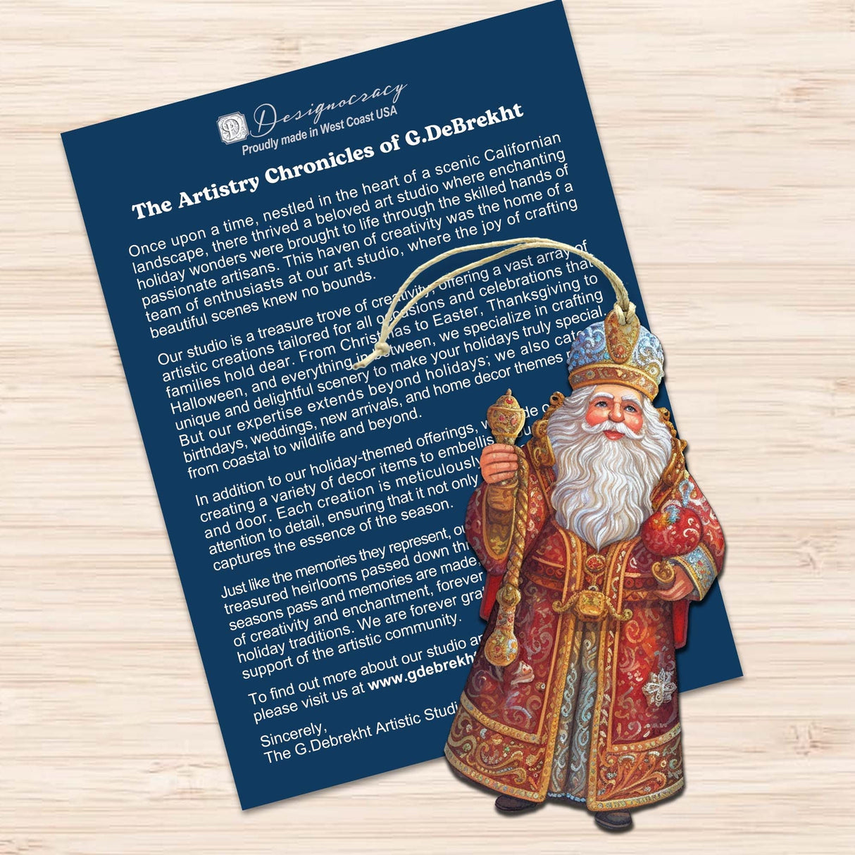 Juego de 3 adornos decorativos de madera de Papá Noel de G. Debrekht - Decoración navideña - 8091032-S3