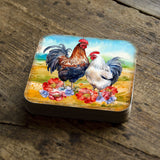 Juego de 4 posavasos de corcho de madera "Primavera en la granja" de G. Debrekht - Decoración de primavera para Pascua - 8199436C-S4