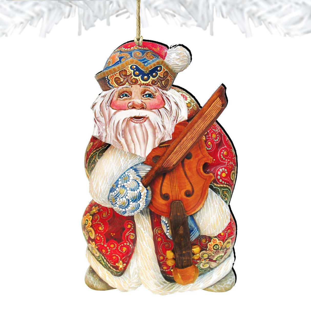 Musician Santa Wooden Ornaments by G. DeBrekht - Christmas Santa Snowman Decor - 8116213