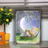 Arte de pared de madera con fantasía de luna de glicina de Josephine Wall - Decoración de fantasía - 852141-JW