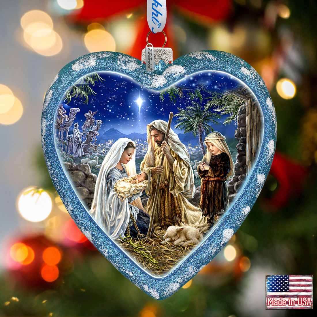 Holy Family Glass Ornament Limited Edition by D. Gelsinger - Nativity Holiday Decor - 738-101-DG