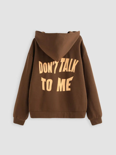 2023 Letters Print Casual Loose Long -sleeved Hooded Sweater - Lootquake