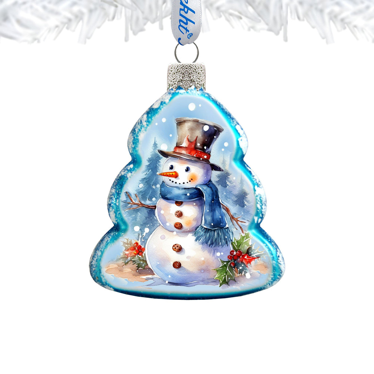 Cheerful Snowman Mercury Glass Ornaments by G. Debrekht - Christmas Santa Snowman Decor - 776022