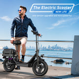 Trottinette électrique pour adultes, avec siège, moteur 740 W, autonomie jusqu'à 32 km/h, batterie 48 V 56,4 V 15 Ah, pneu 14 pouces, avec boîte arrière.