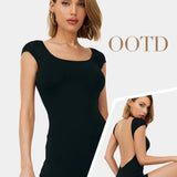 Women Backless Suit Fashion Style Backless Slim-fit Short Jumpsuit Backless Slim Fit Vacation Outfit - Lootquake