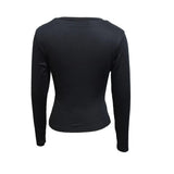 Ladies' Hollowed Out V-neck Long Sleeved Solid Color Sexy Versatile Knitted Cardigan - Lootquake
