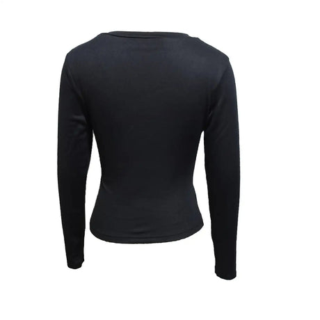 Ladies' Hollowed Out V-neck Long Sleeved Solid Color Sexy Versatile Knitted Cardigan - Lootquake