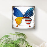 USA/Ukraine Butterfly Wooden Decor - American Patriotic Decor - 8187129B
