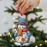 Juego de 3 adornos decorativos de madera con forma de muñeco de nieve de G. Debrekht - Decoración navideña - 8091023-S3