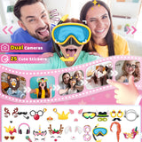 Téléphone intelligent interactif à écran tactile pour enfants de 3 ans et plus, jouet en silicone rose avec double caméra HD, rechargeable par USB avec batterie lithium-polymère de 1 100 mAh, carte SD de 8 Go incluse, cadeau de voyage éducatif pour et