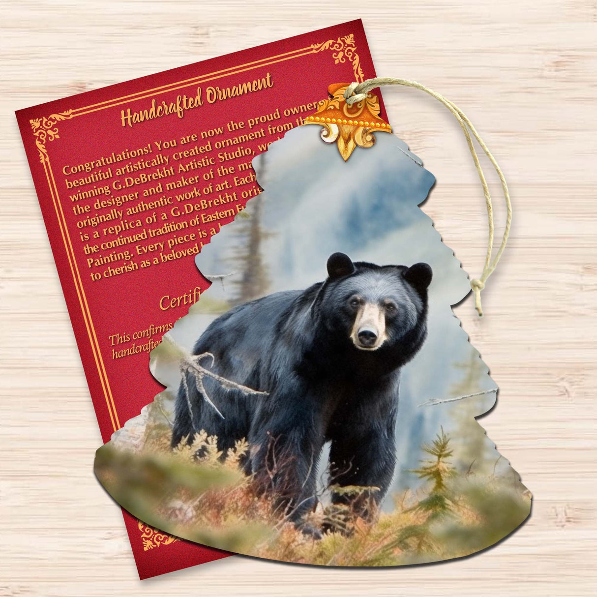 Adornos de madera para el árbol del oso negro de Alaska de G.Debrekht - Decoración navideña con temática de vida silvestre - 870008