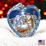 Adorno navideño de cristal con forma de corazón de la Natividad de Snow Family, edición limitada, de D. Gelsinger - Decoración navideña - 738-102-DG