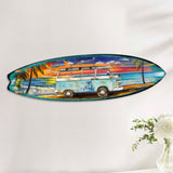 Beach Surf Van Surfboard Coastal Wooden Wall Art by G. DeBrekht - Handcrafted Coastal Holiday Decor Made in the USA - 8490120-3HS