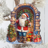 Adornos navideños de madera con la visita sorpresa de Papá Noel, de G. Debrekht - Decoración navideña con muñeco de nieve de Papá Noel - 8611045