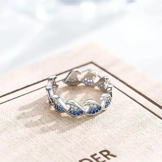 Rhinestone Zircon Wave Ring, Elegant Ring, Women's Fashion - Lootquake