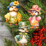 Easter Ducks Decorative Wooden Clip-on Ornaments Set of 3 by G. Debrekht - Easter Decor - 8091043C-S3