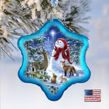 Heaven with Snowman Glass Ornament by D. Gelsinger - Christmas Santa Snowman Decor - 754-102B-DG