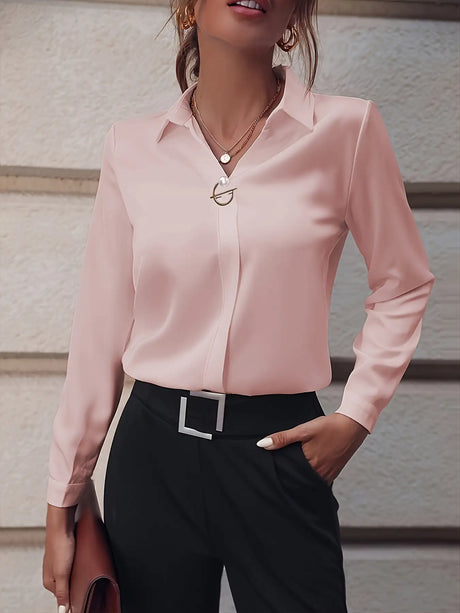 Fashionable Elegant Business Style Long Sleeve Shirt With Pearl Button - Lootquake