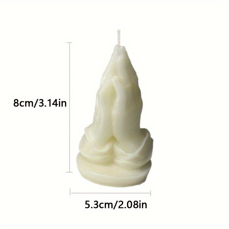 Bougie d'aromathérapie en cire de soja - Motif mains en prière, décoration intérieure scintillante, bougie parfumée à mèche unique pour la méditation et la relaxation
