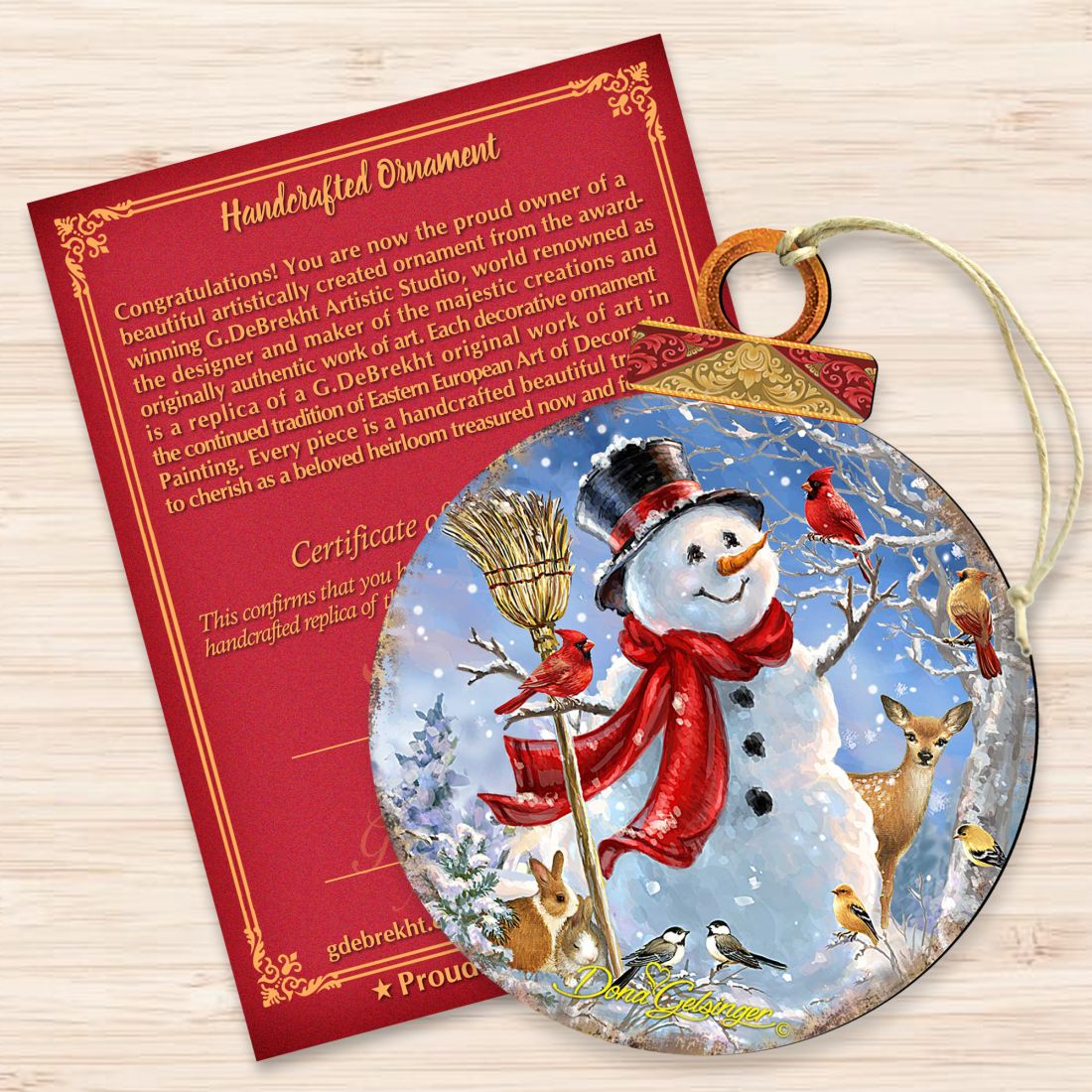 Adornos de madera Frosty Forest Friends de Gelsinger - Decoración navideña de Papá Noel y muñeco de nieve - 8021023-1624