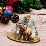 Adornos de madera para árbol de Navidad con temática de oso grizzly del bosque, de G.Debrekht - Decoración navideña de vida silvestre - 870010
