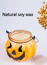 Bougie parfumée en forme de citrouille d'Halloween avec poignées - 180 g, parfum rose, idéale pour la décoration de fête et l'ambiance de la maison
