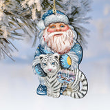 Adornos de madera de Papá Noel con forma de tigre blanco de G. DeBrekht - Decoración navideña de Papá Noel y muñeco de nieve - 8118091