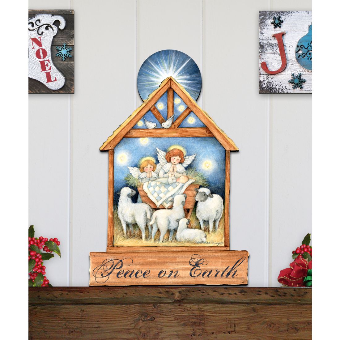 Decoración de pared y puerta con ángeles para el Nacimiento de Susan Winget - Decoración navideña del Nacimiento - 8471111H-SW