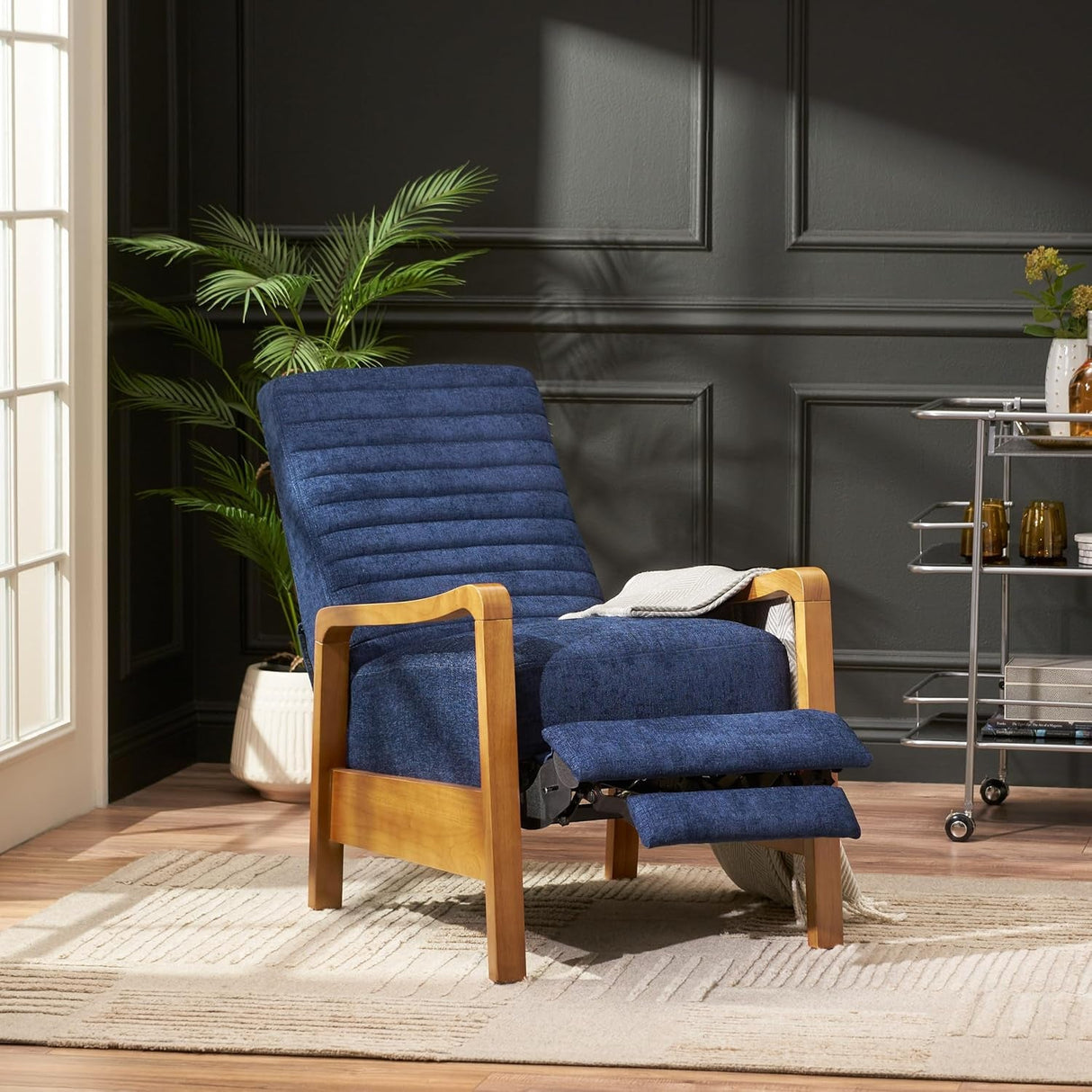 Recliner Chair, Club Recliner, Reclining Sofa, Upholsterd Armchair, Recliner Chair with Adjustable Stitching Backrest, Reading Chair for Living Room, Home Rest, Navy Blue