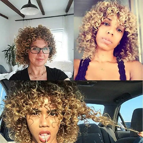 Short Curly Hair African Small Curly Ladies Afro Chemical Fiber Headgear - Lootquake