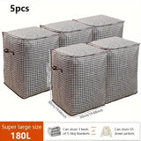 2pcs/5pcs Extra Large Capacity Stylish Houndstooth Storage Boxes - Durable, Space-Saving Closet Organizers with Handles for Easy Clothes, Blanket Storage and Organization at Home and Office
