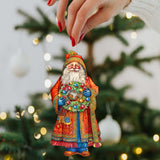 Adornos de madera de la Corona de la Alegría de Papá Noel de G. Debrekht - Decoración navideña de Papá Noel y muñeco de nieve - 8691402