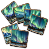 Northern Lights Wooden Cork Placemat and Coasters Gift Set of 7 by Nature Wonders Nature Wildlife Decor  - 85401C-S7