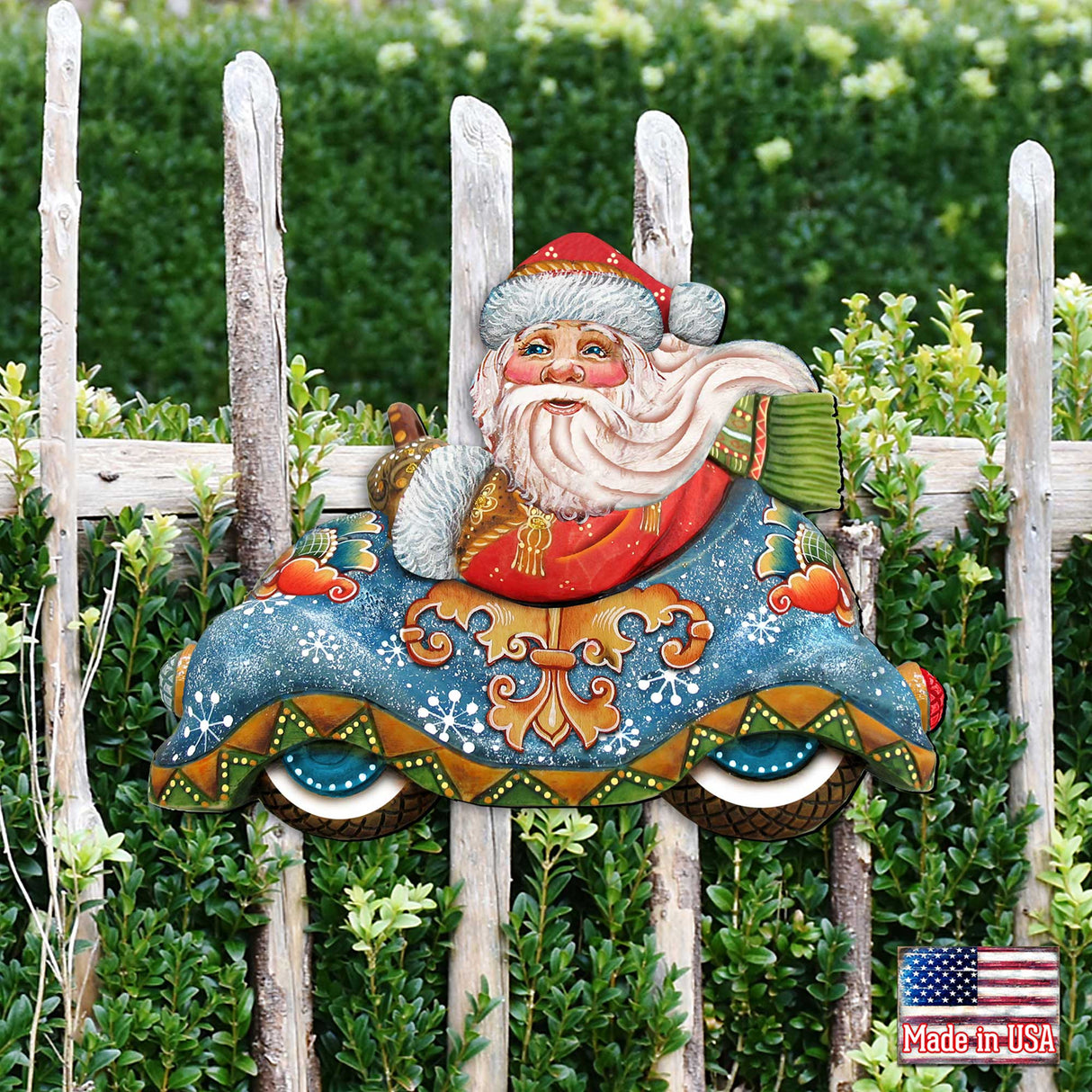 Decoración navideña para puerta con Papá Noel en el coche de G. DeBrekht - Decoración navideña con muñeco de nieve y Papá Noel - 8112045H