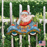 Decoración navideña para puerta con Papá Noel en el coche de G. DeBrekht - Decoración navideña con muñeco de nieve y Papá Noel - 8112045H