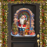 Decoración navideña para puerta con la visita sorpresa de Papá Noel de G. Debrekht - Decoración navideña con muñeco de nieve de Papá Noel - 8611045H