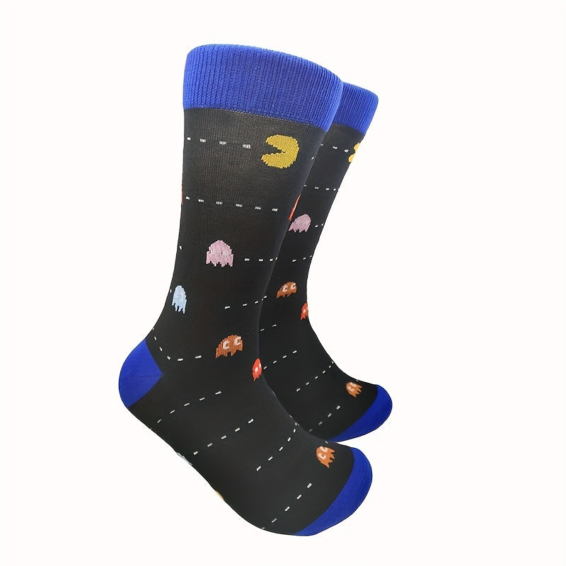 Arcade Game Print Socks, Trendy & Sports Mid Tube Socks, Women's Stockings & Hosiery