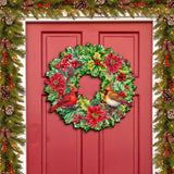 Holiday Cardinal Garland Wreath Holiday Door Decor by G. Debrekht - Christmas Decor - 8611070H