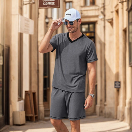 Men's Casual Suit Short-sleeved Shorts Two-piece Set - Lootquake