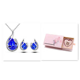 3pcs Rhinestone Necklace Set With Earrings Fashion Water-drop-shaped Jewelry For Women Valentine's Day - Lootquake