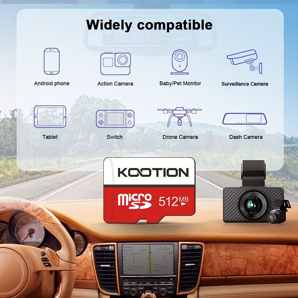 [10 cartes TF haute vitesse] KOOTION Lot de 10/5 cartes mémoire TF haute vitesse UHS-I C10 U1 64 Go 32 Go 512 Mo avec adaptateur SD | Mini carte SDXC pour smartphone, tablette, ordinateur portable, caméra embarquée, drone, console de jeu