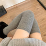 Calcetines de canalé lisos por encima de la rodilla para mujer, cómodos y cálidos, gruesos y hasta el muslo.