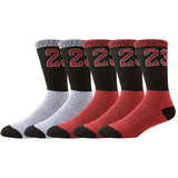Lot de 5/3/1 paires de chaussettes de basket-ball numéro 23 pour homme, absorbant les chocs, confortables et respirantes, mi-mollet, pour l'extérieur
