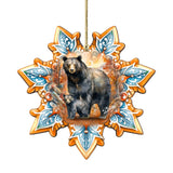 Black Bear Snowflake Wooden Ornaments by G. Debrekht - Nature Wildlife Decor - 8688407