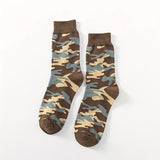 5 pares de calcetines de camuflaje de media pantorrilla para hombre, otoño e invierno