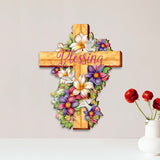 Floral Dove Blessing Wooden Cross by G. Debrekht - Easter Spring Decor - 88163