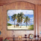 Arte de pared costero de madera con palmeras Sowder de Nature Wonders - Decoración costera de vida marina - 95258B