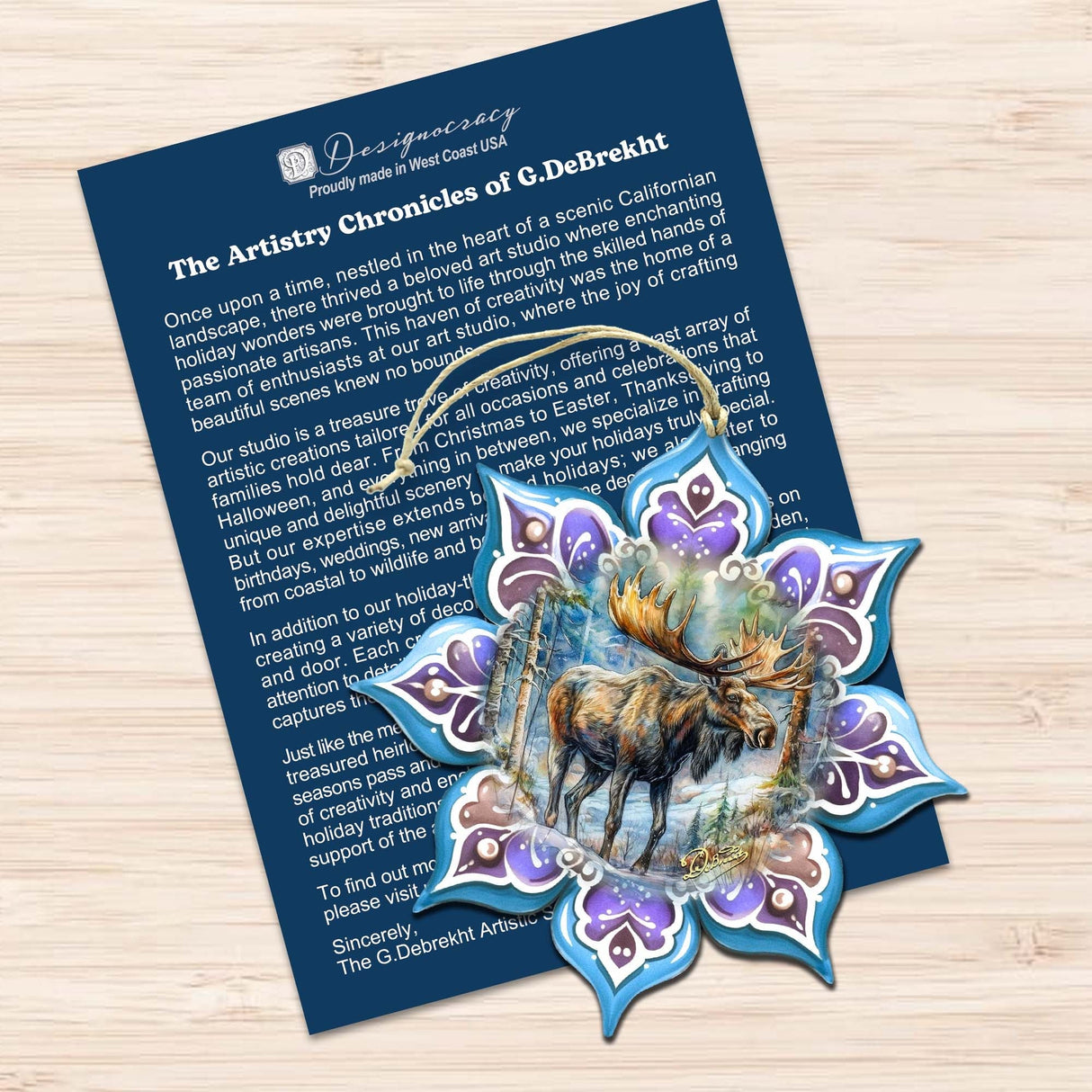 Forest Animals Snowflake Wooden Ornaments Set of 3 by G. Debrekht - Nature Wildlife Decor - 8090145-S3